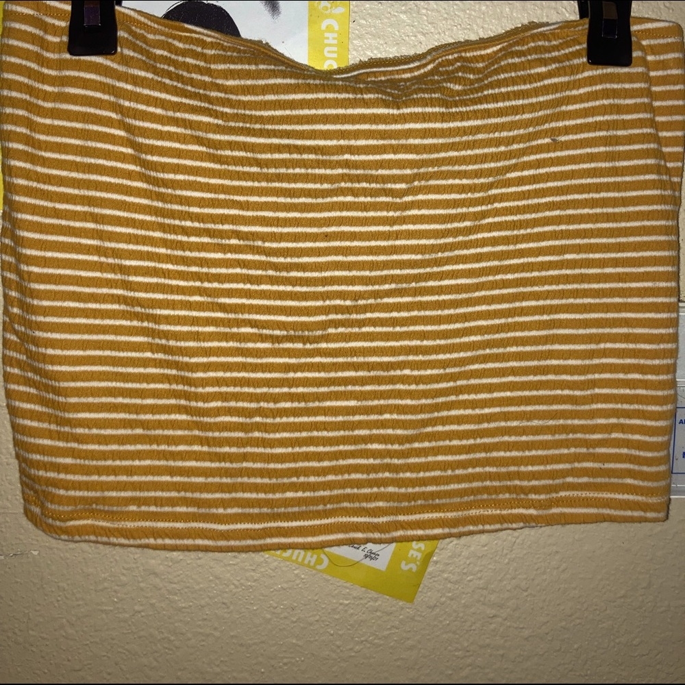 Yellow striped tube top